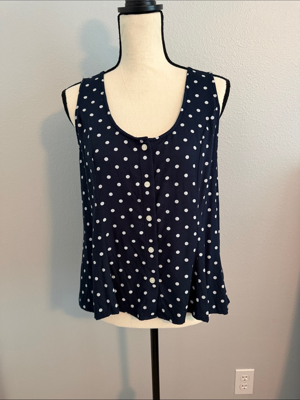 Old Navy Navy Blue Polka Dot Button-Front Camisole